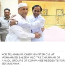 KCR, Chief Minister of Telangana, at Mohammed Saleem MLC's (TRS Chairman of Anmol Group) residence for Eid Mubarak